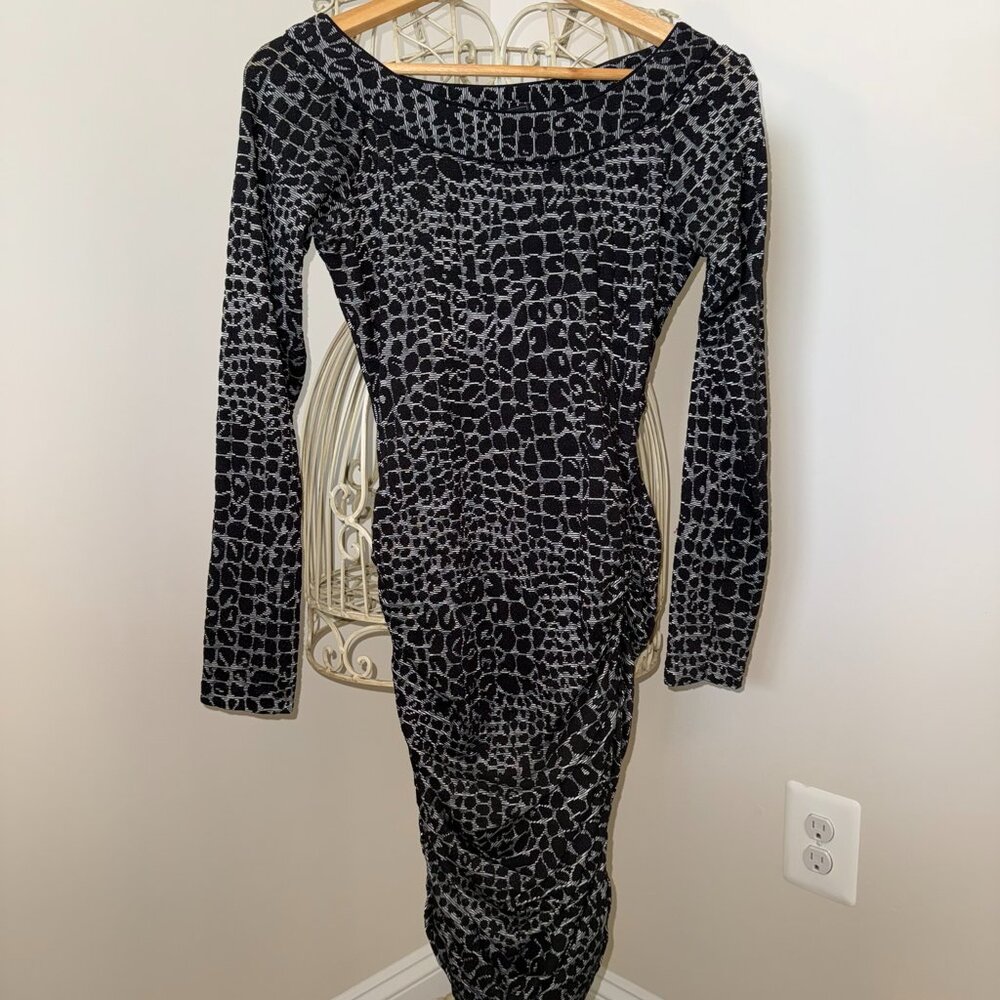 BCBG Maxazria Halle Bodycon Mini Dress Black White Sz0
